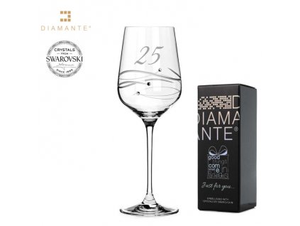 Swarovski - Výroční kalíšek 25 na víno s křišťály Swarovski - 450 ml