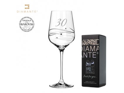 Swarovski - Výroční kalíšek 30 na víno s křišťály Swarovski - 450 ml