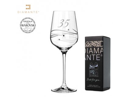 Swarovski - Výroční kalíšek 35 na víno s křišťály Swarovski - 450 ml