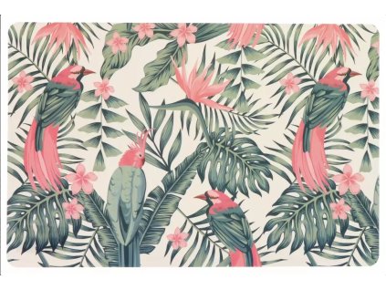 Unique Living - Prostírání Print Design s palmovými listy a papoušky - 43,5 × 28,5 cm