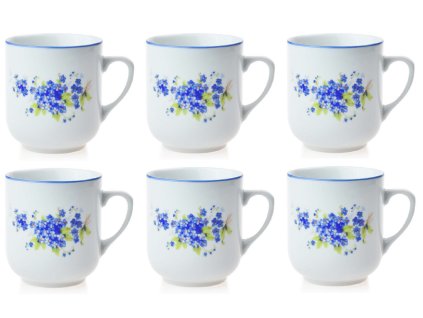 Porcelánové hrnky POMĚNKY s modou linkou - 6*300 ml