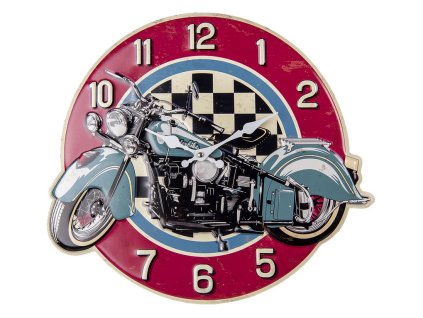Clayre & Eef - Nástěnné hodiny s obrázkem motorky - 44*39 cm / 1*AA