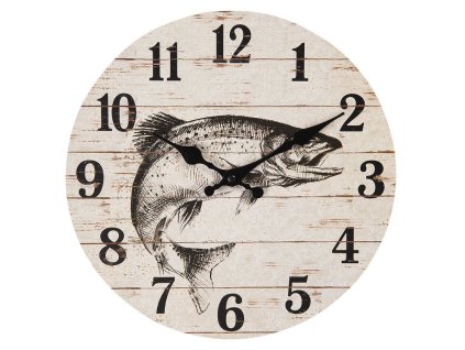 Clayre & Eef - Stylové nástěnné hodiny nejen pro rybáře - Ø 30*3 cm
