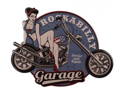 Clayre & Eef  - Plechová cedule ROCKABILLY GARAGE - 46*60 cm