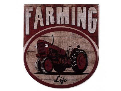 Clayre & Eef - Plechová cedule FARMING - 50*56 cm