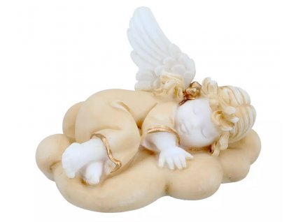 Figurka z alabastru ANDÍLEK  spící na obláčku - 11 cm
