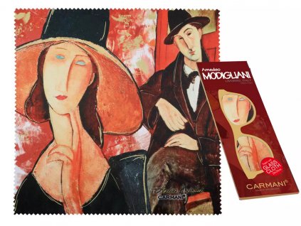 Carmani - Utěrka na brýle A. Modigliani, Žena v klobouku a Mario Varvogli - 20*20 cm