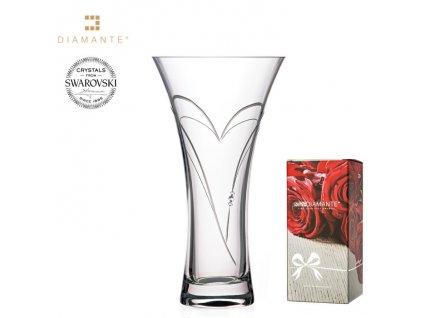 Swarovski - Váza Hearts matt hollow s bílými krystaly Swarovski Elements v dárkovém balení - 25 cm