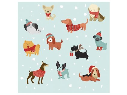 Papírové třívrstvé ubrousky Merry Dogs, 20 ks - 33*33 cm