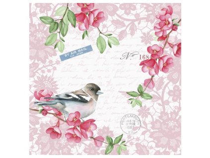 Papírové třívrstvé ubrousky Sweet bird 20 ks - 33*33 cm