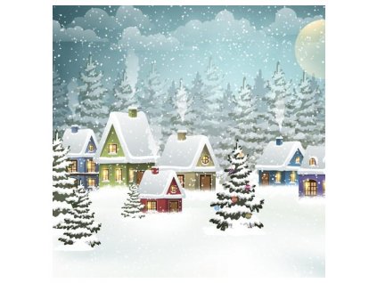 Papírové třívrstvé ubrousky Village in Snow 20 ks - 33*33 cm
