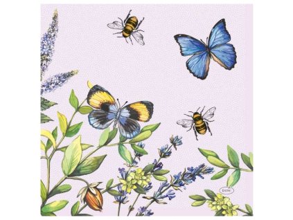 Papírové třívrstvé ubrousky Cherry Butterflies 20 ks - 33*33 cm
