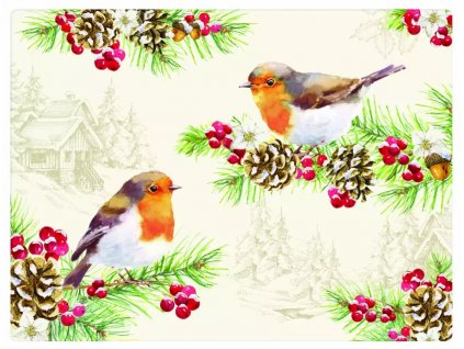 Easy Life - Korkové prostírání Winter Robins - 40*30 cm