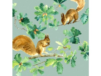 Papírové třívrstvé ubrousky Squirrels, veverky 20 ks - 33*33 cm