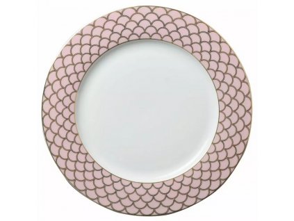 Candlelight - Porcelánový jídelní talíř Pink & Gold Scallop - 20 cm