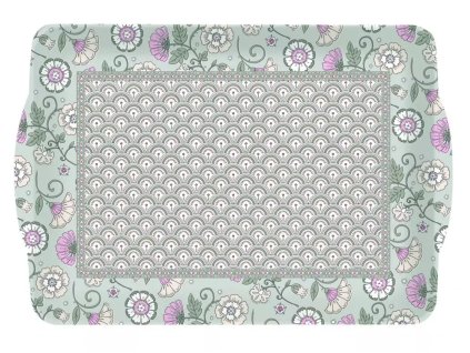 Easy Life - Melaminový tác Kalamkari Sage zelený malý - 33*22 cm