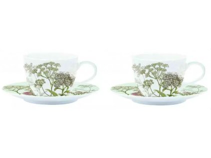 Easy Life - Porcelánové šálky a podšálky Botanica Green na čaj 2 ks - 240 ml