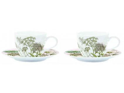 Easy Life - Porcelánové šálky a podšálky Botanica Pink na čaj 2 ks - 240 ml
