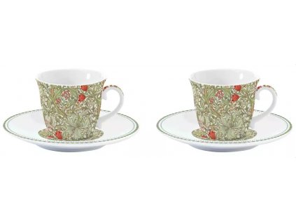 Easy Life - Porcelánové šálky a podšálky na kávu William Morris Green 2 ks - 80 ml