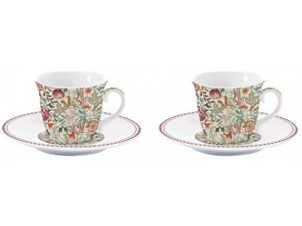 Easy Life - Porcelánové šálky a podšálky na kávu William Morris Green 2 ks - 80 ml