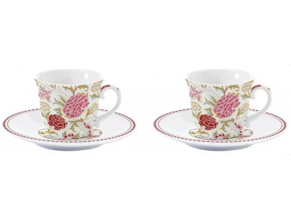 Easy Life - Porcelánové šálky a podšálky na kávu William Morris Pink 2 ks - 80 ml