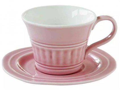 Easy Life - Porcelánový šálek a podšálek Abitare růžový - 250 ml