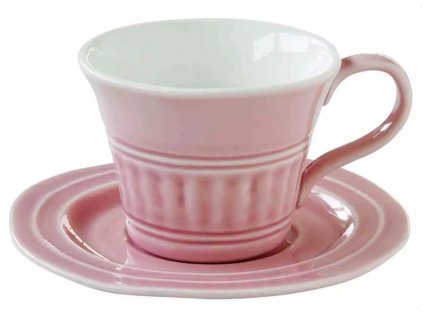 Easy Life - Porcelánový šálek a podšálek Abitare růžový - 400 ml