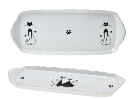 Porcelánový podnos Black Cats, černé kočky - 37 cm