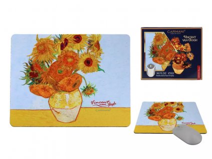 Carmani - Podložka pod počítačovou myš V. van Gogh, Slunečnice ve váze - 20*24*0,3 cm