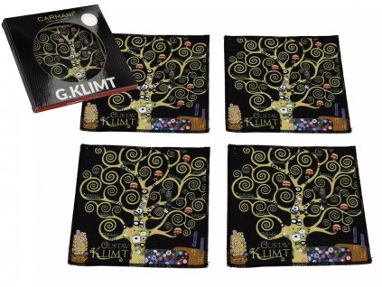 Carmani - Sada 4 látkových podložek po hrníčky a skleničky G. Klimt, Strom života - 10,5*10,5 cm
