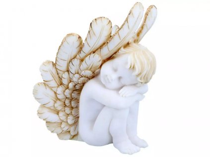 Figurka z alabastru spící ANDÍLEK - 16 cm