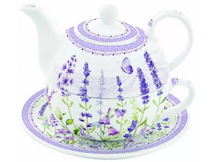 Easy Life - Porcelánová konvička s hrnkem Lavender Field - 350 ml