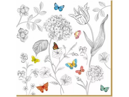 Easy Life - Papírový ubrousek Fleurs Et Papillons - 20 ks