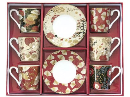 Easy Life - Porcelánové šálky a podšálky na kávu Kimono - 6*100 ml