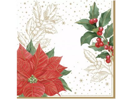 Easy Life - Papírové ubrousky Poinsettia & Berries 20 ks - 33*33 cm