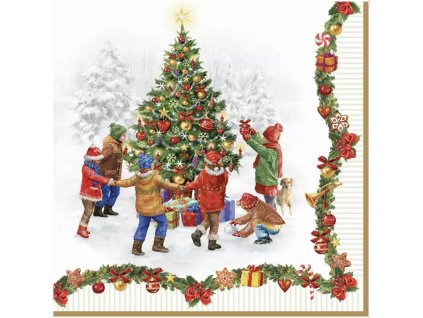 Easy Life - Papírové ubrousky Christmas Round Dance 20 ks - 33*33 cm