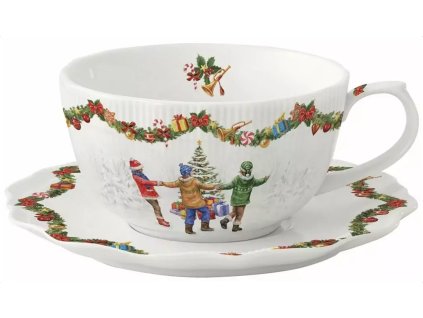 Easy Life - Porcelánový šálek a podšálek Christmas Round Dance v dárkové krabičce - 300 ml