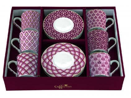 Easy Life - Porcelánové šálky a podšálky na kávu Damask - 6*100 ml