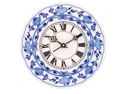 Cibulák - Porcelánové hodiny plné se strojkem - 24 cm
