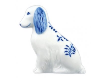 Cibulák - Porcelánová figurka, Pes sedící - 10 cm