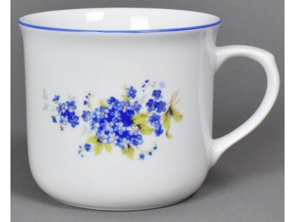 Porcelánový hrnek Vařák, pomněnky s modrou linkou - 650 ml