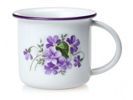 Porcelánový hrnek Tina, plecháček na espresso fialky s fialovou linkou - 100 ml