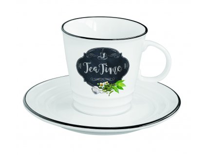 Porcelánový šálek a podšálek na čaj Kitchen Basic
