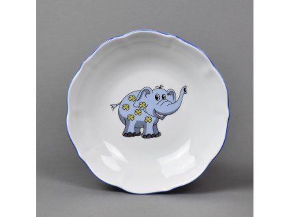 Porcelánový talíř hluboký, sloník modrý