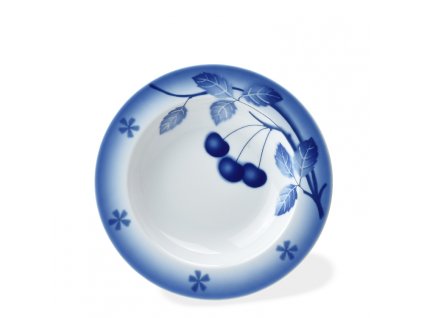 Porcelánový talíř hluboký, Nina dekor Blue Cherry (modré třešně)