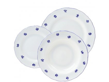 Porcelánový talířová 18-dílná Ophelia modrá házenka s modrou linkou
