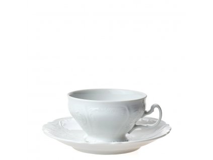 Porcelánový šálek nízký s podšálkem na čaj, Bernadotte bílá - 155 ml