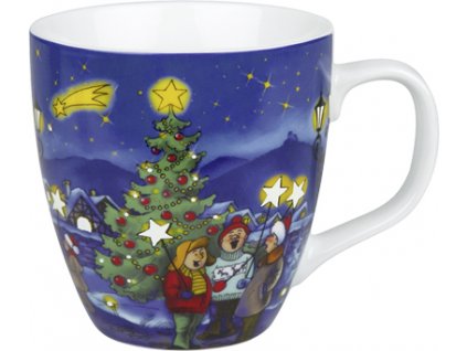 KP - Porcelánový vánoční hrnek Carol Singers s fosforeskujícími hvězdičkami - 430 ml
