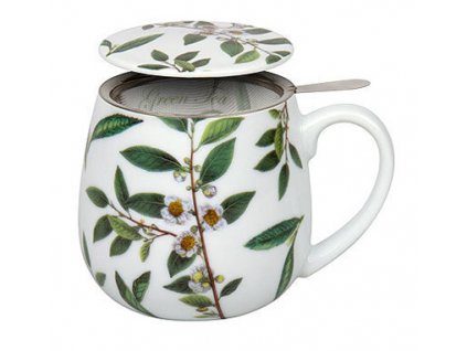 KP - Porcelánový hrnek buclák se sítkem My favourite tea Green - zelený čaj - 420 ml