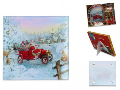 Skleněné prostírání pod skleničku, Santa ve vánočním voze v dárkovém balení